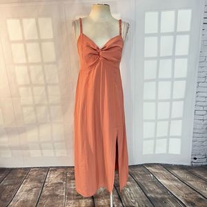 Abercrombie & Fitch NWT coral front slit smocked midi sundress size medium